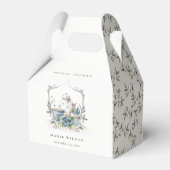 キュートアクアブルーフローラティーポットクレストブライダルシャワー フェイバーボックス (裏面サイド)