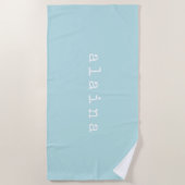 キュートアクアブルーモノグラムのタイプライターレタリング ビーチタオル (正面)