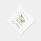 キュートアクアブルー金ゴールドウィンターズライエージ誕生日 スタンダードカクテルナプキン (角)