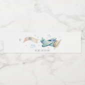 キュートアクアブルー飛行機クラウドハート子供の誕生日 ペットボトルラベル (シングルラベル)