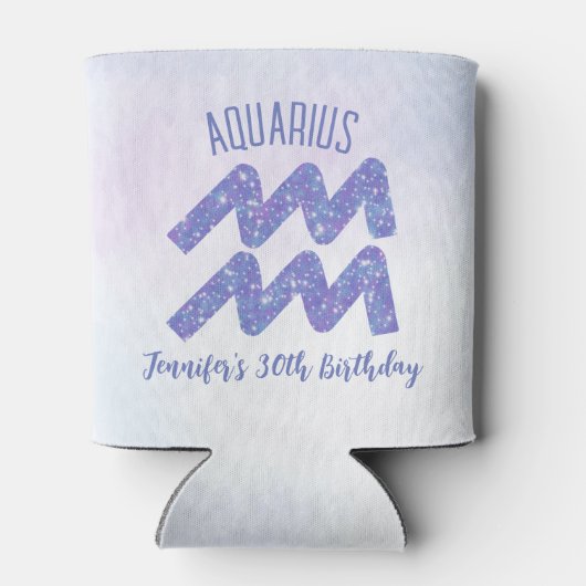 キュートアクエリアスアストロロジーサインカスタム誕生日 缶クーラー (裏面)
