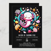 キュートアクソロテルシーシェル誕生日 招待状 (正面/裏面)