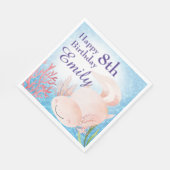 キュートアクソロテルスイミングインザシー誕生日 スタンダードランチョンナプキン (角)