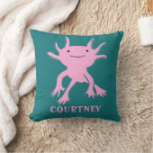 キュートアクソロテルピンクサラマンダーパーソナライズされた クッション (ブランケット)