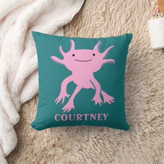 キュートアクソロテルピンクサラマンダーパーソナライズされた クッション (ブランケット)