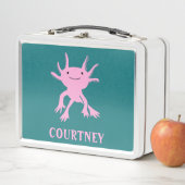 キュートアクソロテルピンクサラマンダーパーソナライズされた メタルランチボックス (インサイチュ)