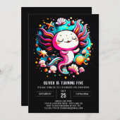 キュートアクソロテルプリント可能誕生祝い 招待状 (正面/裏面)