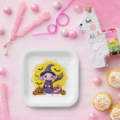 キュートアクソロトルウィッチハロウィーン ペーパープレート (パーティー)