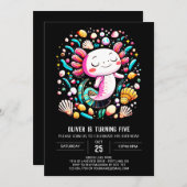 キュートアクソロトルウォーター誕生日 招待状 (正面/裏面)