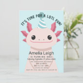 キュートアクソロトルキッズアロテルおもしろい誕生日 招待状 (スタンド正面)