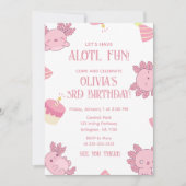 キュートアクソロトルキッズピンクアロテルおもしろい誕生日 招待状 (正面)
