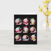 キュートアクソロトルサンタハットクリスマスライツキリス日本のト カード (黄色い花)