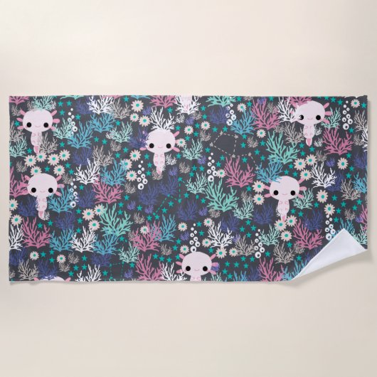 キュートアクソロトルビーチタオル ビーチタオル (正面)