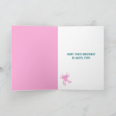キュートアクソロトルピンクサラマンダーパーソナライズされた誕生日 カード (内部)