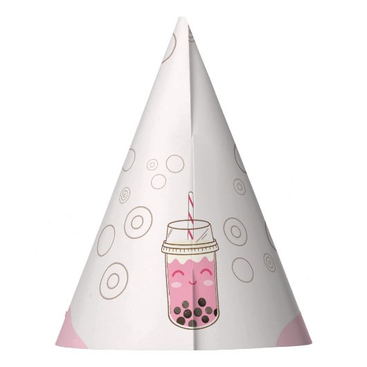 キュートアクソロトルピンクボバティーガールズ誕生日 パーティーハット (裏面)
