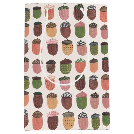 キュートアコーンガール誕生日ピンクミディアム抱き枕 ミディアムペーパーバッグ (正面)