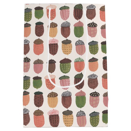 キュートアコーンガール誕生日ピンクミディアム抱き枕 ミディアムペーパーバッグ (裏面)