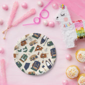 キュートアドベンチャードードルパターン紙プレート ペーパープレート (パーティー)