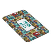 キュートアニマルコラージュフォークアートデザインステイ風変わり マグネット (右側)