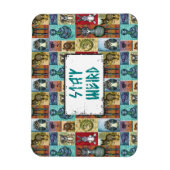 キュートアニマルコラージュフォークアートデザインステイ風変わり マグネット (縦)