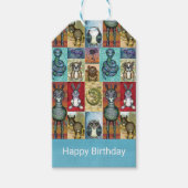 キュートアニマルコラージュフォークアートデザインハッピーバースデー ギフトタグ (正面)