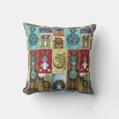 キュートアニマルコラージュフォークアートデザイン クッション (正面)