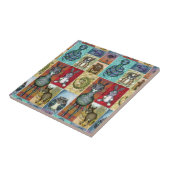 キュートアニマルコラージュフォークアートデザイン タイル (側面)