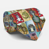 キュートアニマルコラージュフォークアートデザイン ネクタイ (ロール)