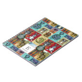 キュートアニマルコラージュフォークアートデザイン パーソナライズされた ノートブック (左側)