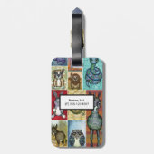 キュートアニマルコラージュフォークアートデザイン パーソナライズされた ラゲッジタグ (裏面縦)