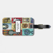 キュートアニマルコラージュフォークアートデザイン パーソナライズされた ラゲッジタグ (裏面横)