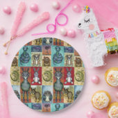 キュートアニマルコラージュフォークアートデザイン ペーパープレート (パーティー)