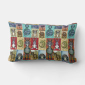 キュートアニマルコラージュフォークアートデザイン ランバークッション (裏面)