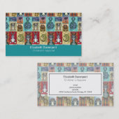 キュートアニマルコラージュフォークアートデザイン 名刺 (正面/裏面)