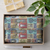 キュートアニマルコラージュフォークアートデザイン 薄葉紙 (ギフト)