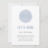 キュートアニマルスロースシンプルモダンブルー誕生日 招待状 (正面)