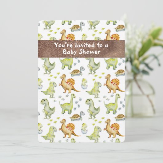 キュートアニマルディナソーア可愛らしいベビー 招待状 (スタンド正面)