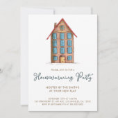 キュートアパートメント建物引っ越し祝いパーティーパーティー 招待状 (正面)