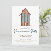 キュートアパートメント建物引っ越し祝いパーティーパーティー 招待状 (スタンド正面)