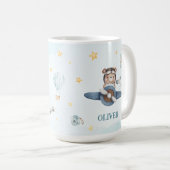 キュートアビエイションベアブルーヴィンテージ飛行機 コーヒーマグカップ (正面右)