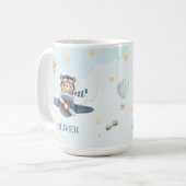 キュートアビエイションベアブルーヴィンテージ飛行機 コーヒーマグカップ (正面左)