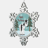 キュートアピーホリデーズヒョウapaloosaホース スノーフレークピューターオーナメント (右)