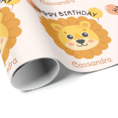 キュートアフリカライオン顔名子供の誕生日 ラッピングペーパー (ロールコーナー)