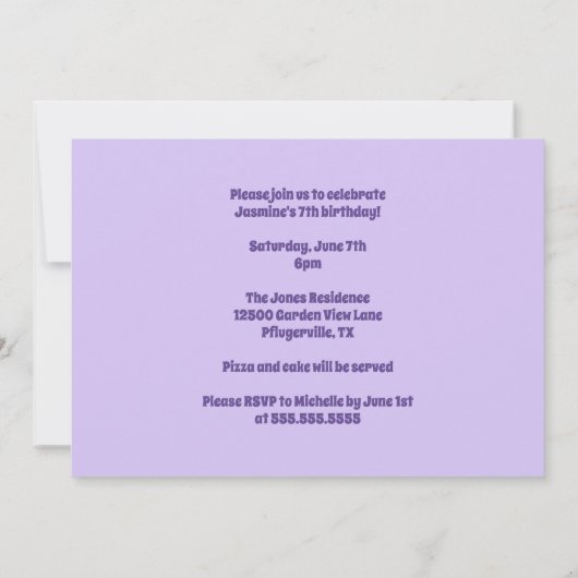 キュートアフリカンアメリカンガールズスランバーパーティー誕生日 招待状 (裏面)