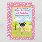 キュートアフリカンアメリカンレモネードガール子供の誕生日 招待状 (正面/裏面)