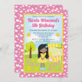 キュートアフリカンアメリカンレモネードガール子供の誕生日 招待状 (正面/裏面)