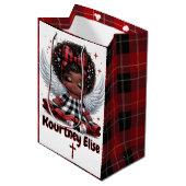 キュートアフロエンジェル小さな女の子レッド&ブラッククリスマス ミディアムペーパーバッグ (正面アングル)