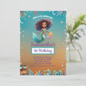 キュートアフロマーメイド誕生日招待状 子供へ 招待状 (スタンド正面)