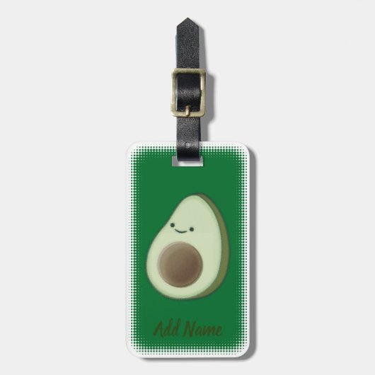 キュートアボカドスケッチカスタムグリーン ラゲッジタグ (正面縦)