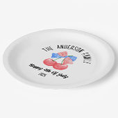 キュートアメリカンフラッグボウパーソナライズされたネームホリデイ ペーパープレート (アングル)